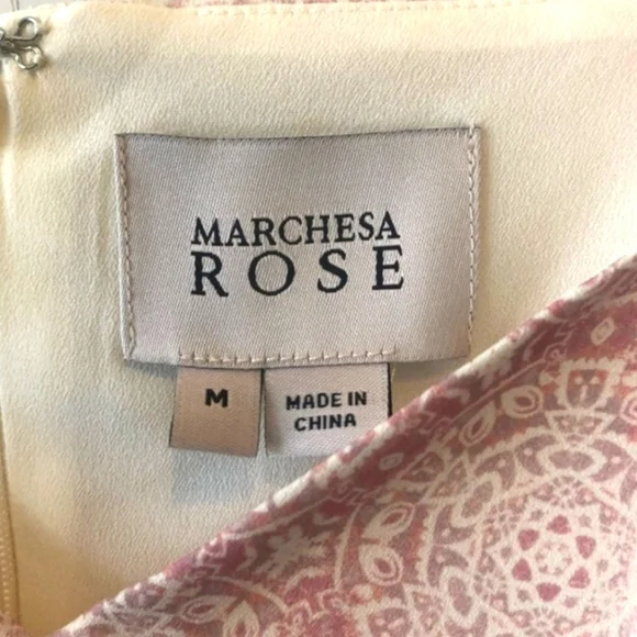 Marchesa Rose Kaleidoscope Mini Swing Dress Pink/Crm A-line Thin Straps MED NWT